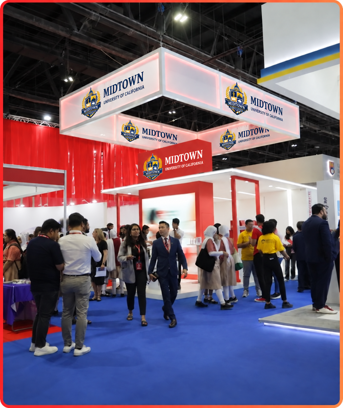 A side view showcasing Midtown University of California’s presence at the GETEX exhibition.